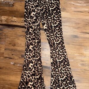 SHEIN Leopard Print Flared Pants - Brown & Black